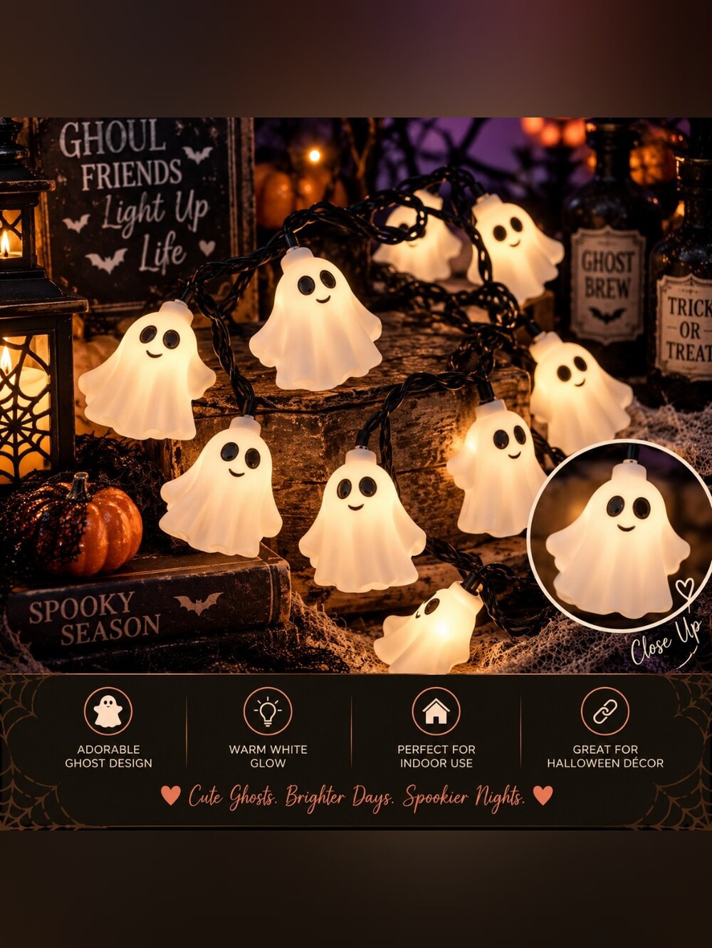 Halloween Ghost String Lights